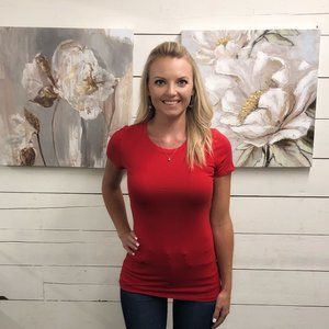 Short Sleeve Crew Neck Tee - Red